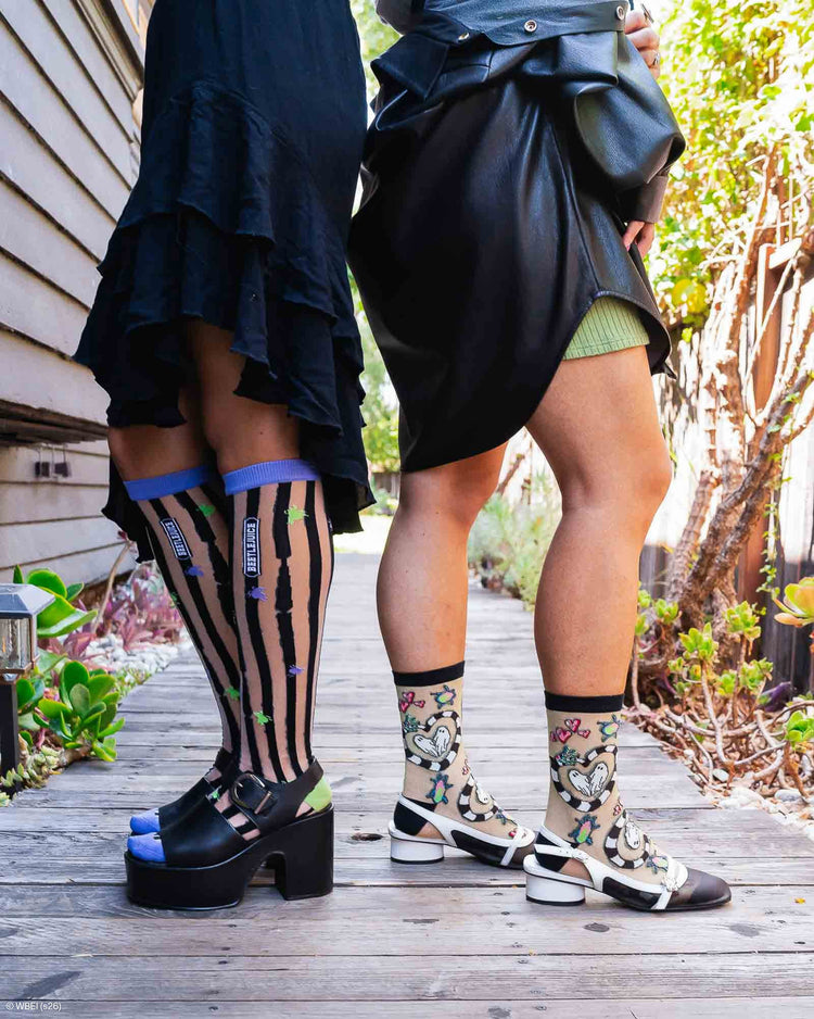 Sock Candy Beetlejuice™ Sheer Socks Bundle Fashion Socks Sheer Socks Halloween Socks Striped Socks Spooky Socks Beetlejuice Socks Tim Burton Socks socks with heels