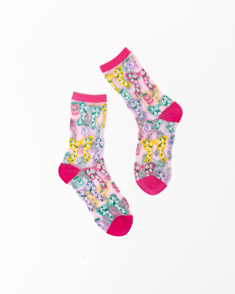 Bows & Jam Shimmer Sheer Crew Sock