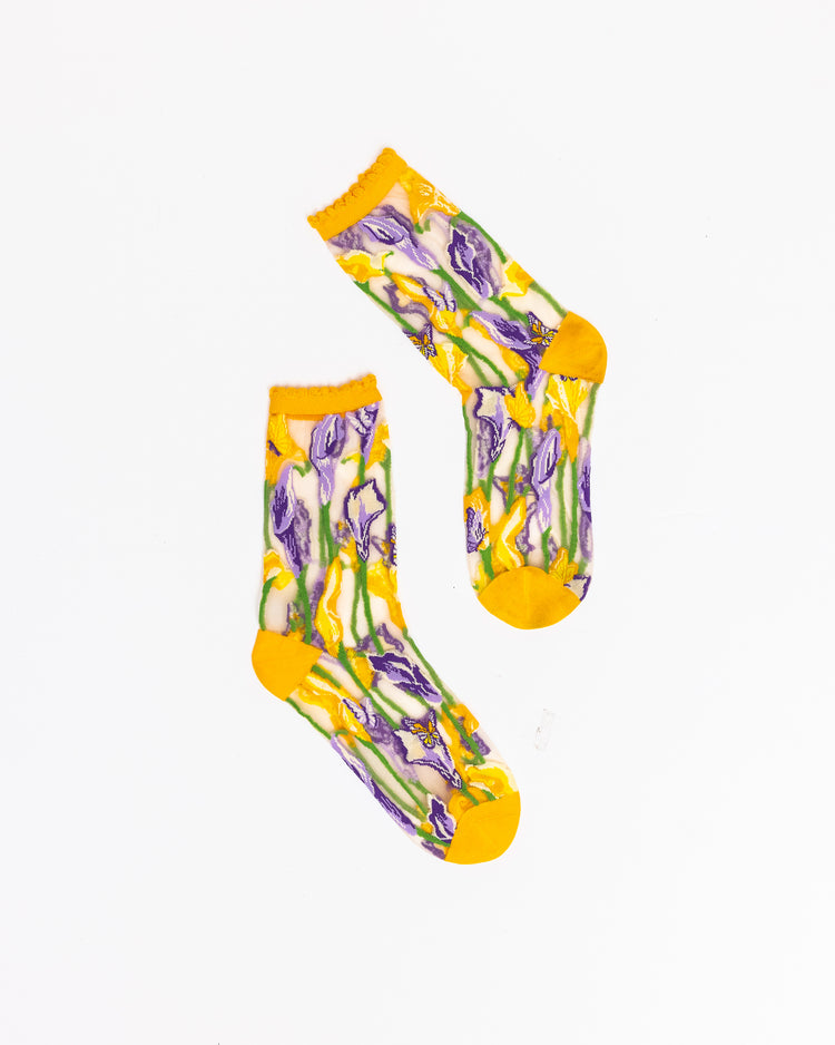 Sock Candy Calla Lily Ruffle Sheer Crew Sock sheer socks fashion socks cute socks