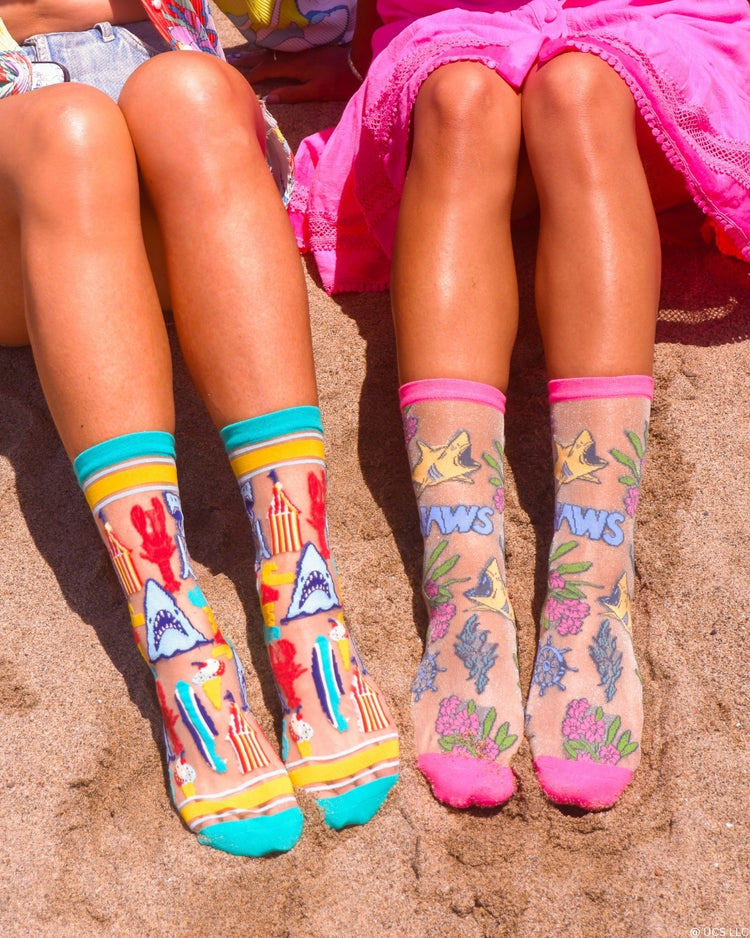 Sock Candy JAWS Sheer Socks Bundle Sheer Socks Fashion Socks Movie Socks Universal Studios Summer Socks