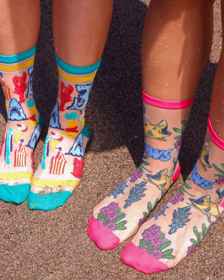 Sock Candy JAWS Sheer Socks Bundle Sheer Socks Fashion Socks Movie Socks Universal Studios Summer Socks