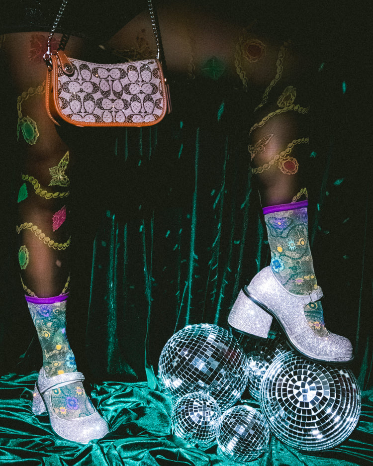 sock candy jeweled floral gold shimmer sheer sock fancy socks for women holiday socks holiday inspo cute holiday gift