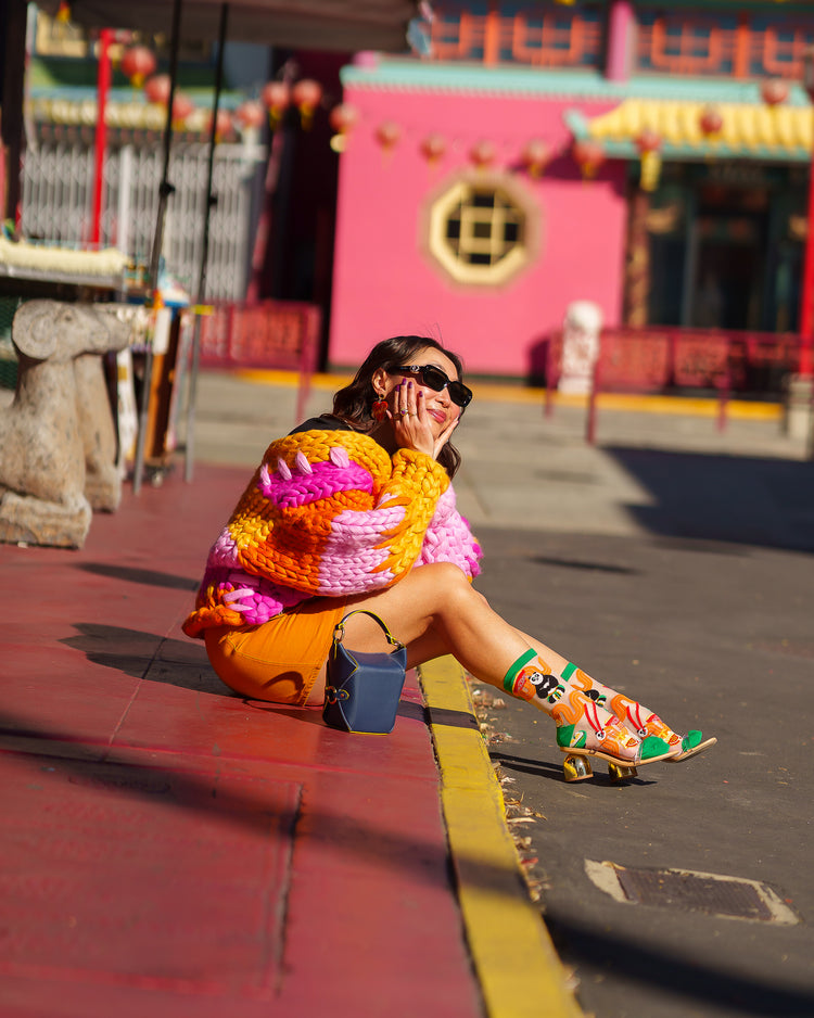 Sock Candy Kung Fu Panda lunar new year shimmer sheer sock socks and heels fashion socks panda socks