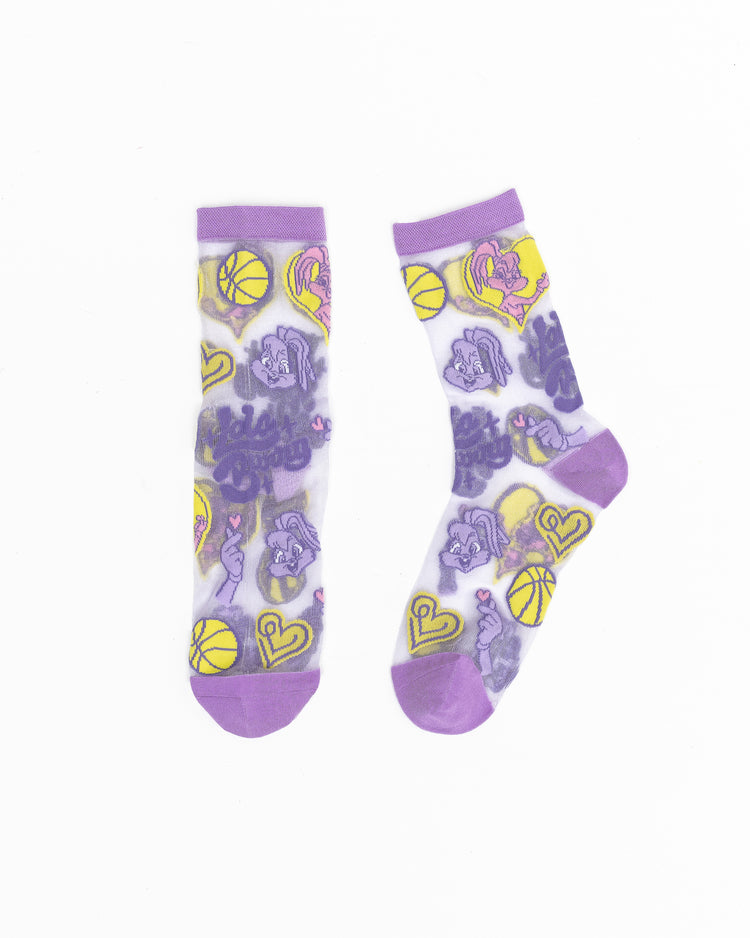 Lola Bunny Shimmer Sheer Crew Sock Fashion Socks Sheer Socks Cute Socks Lola Bunny Socks Looney Tunes Socks Basketball Socks Socks with heels