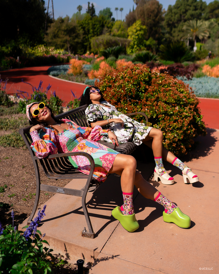 Sock Candy Minions Floral Shimmer Sheer Socks Bundle Sheer socks Fashion socks Whimsical socks Minions socks Socks with heels