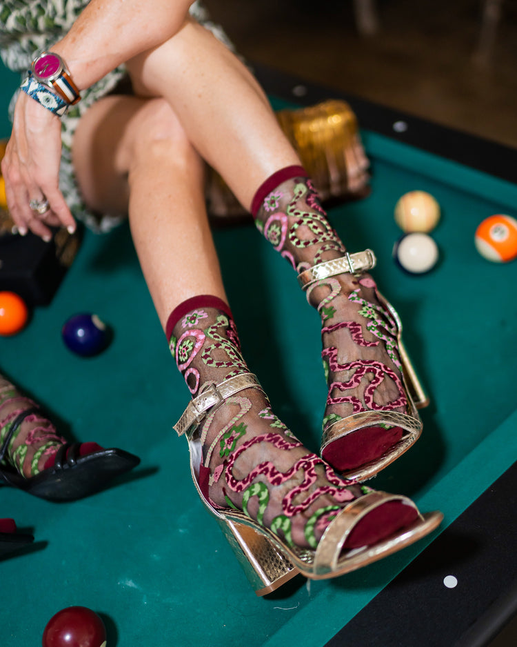 Sock candy serpentine print halloween socks black sheer socks and heels fall socks