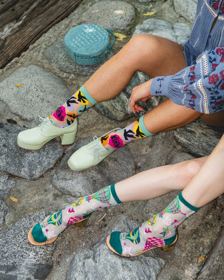 Sock Candy Take Flight Sheer Socks Bundle Hot Air Balloon socks The Birds socks sheer socks fashion socks cute socks socks with heels