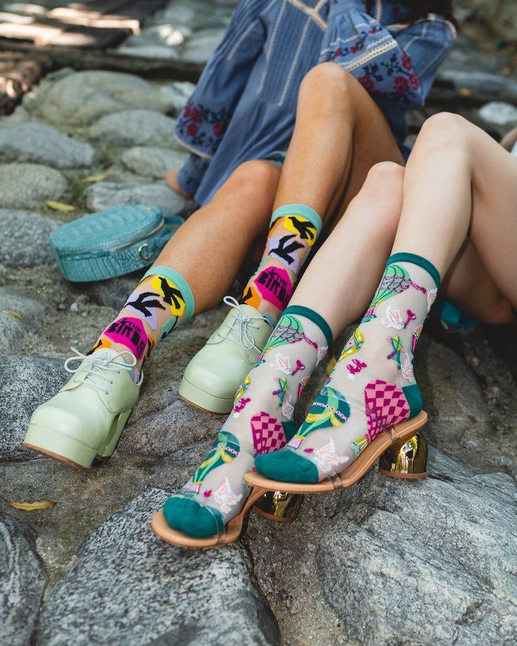 Sock Candy Take Flight Sheer Socks Bundle Hot Air Balloon socks The Birds socks sheer socks fashion socks cute socks socks with heels