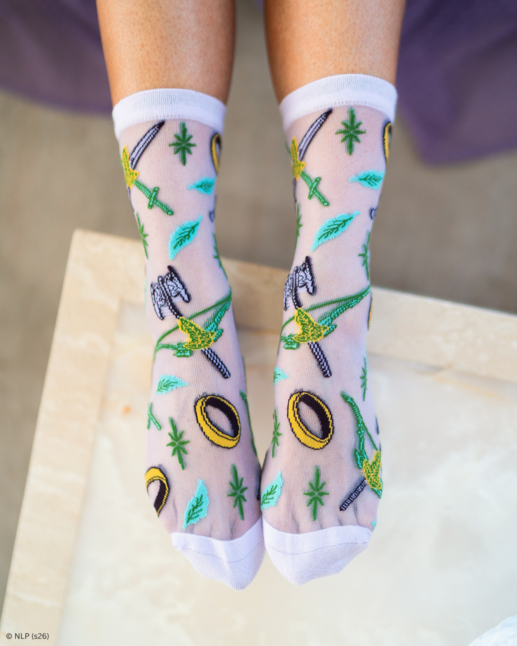 Sock Candy The Lord of the Rings™ The Fellowship™ Shimmer Sheer Crew Sock Sheer Socks Fashion Socks LOTR socks