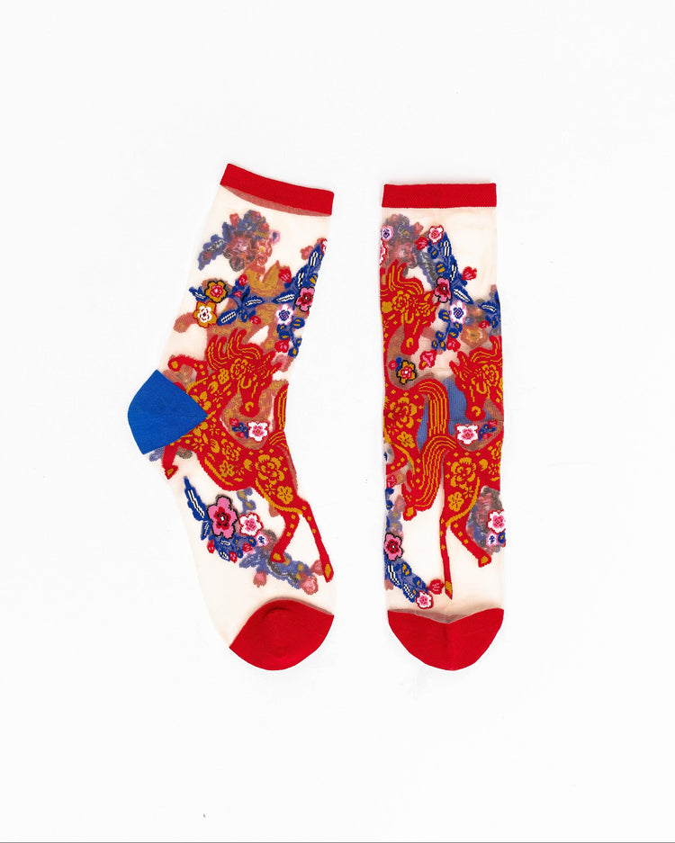 sock candy year of the horse sheer sock lunar new year fashion socks for women