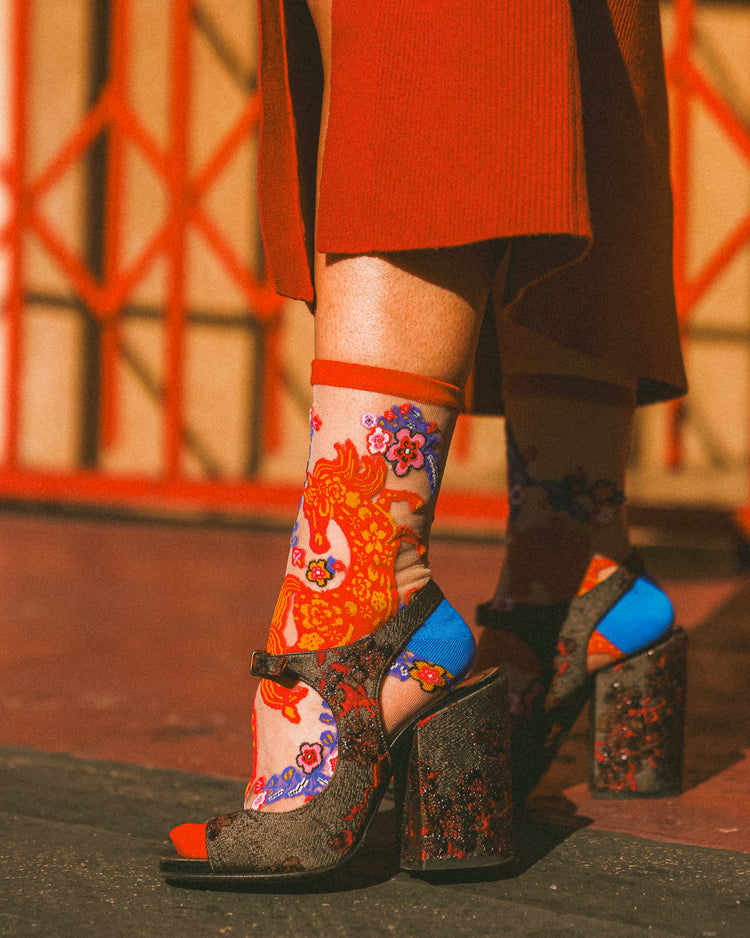 sock candy year of the horse sheer sock lunar new year fashion socks for women socks and heels cute sheer socks