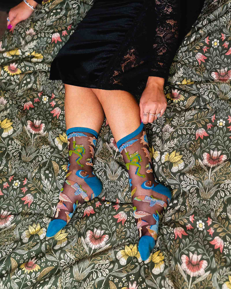 Sock Candy Dark Fairytale Shimmer Sheer Crew Sock Sheer Socks Fashion Socks Fairytale Socks Cute Socks