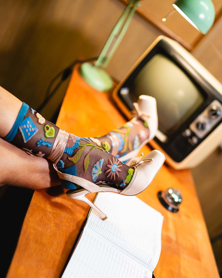 Sock Candy Dark Fairytale Shimmer Sheer Crew Sock Sheer Socks Fashion Socks Fairytale Socks Cute Socks socks with heels