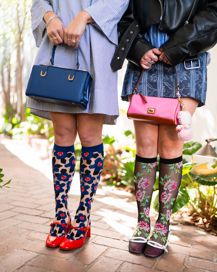 Sock candy floral knee high sheer socks bundle knee high socks and heels