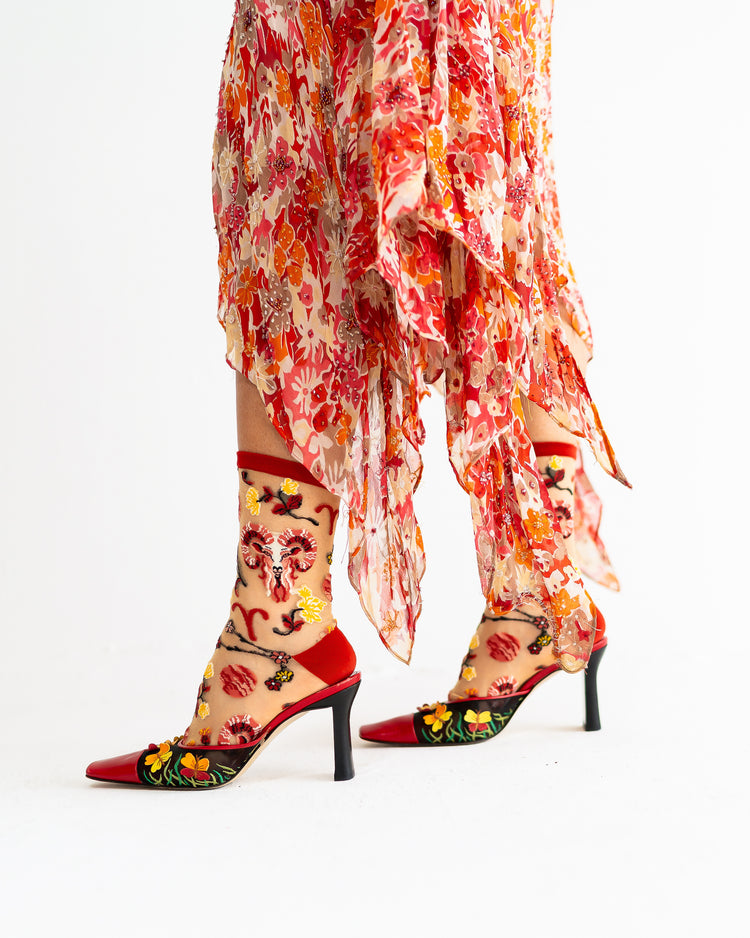 Sock Candy Aries Zodiac Shimmer Sheer Crew Sock Sheer Socks Fashion Socks Zodiac Socks Aries Socks socks with heels