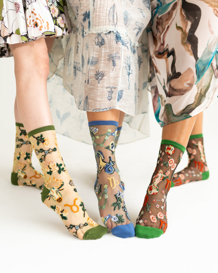 Sock Candy Capricorn Zodiac Shimmer Sheer Crew Sock Sheer Socks Fashion Socks Zodiac Socks Capricorn Socks 