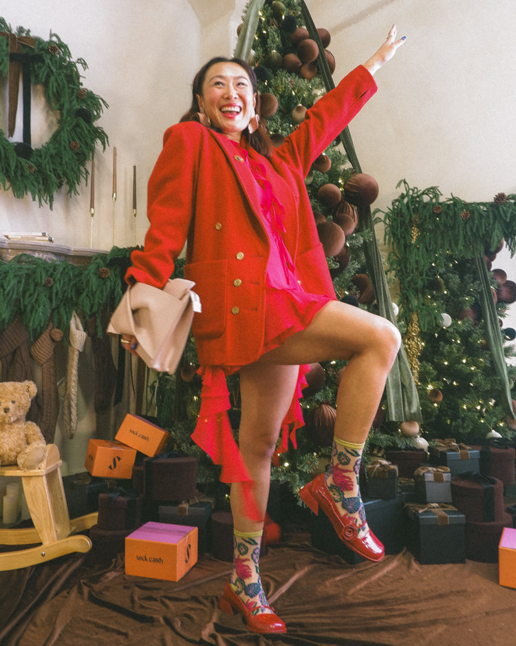 sock candy holiday floral socks for women 