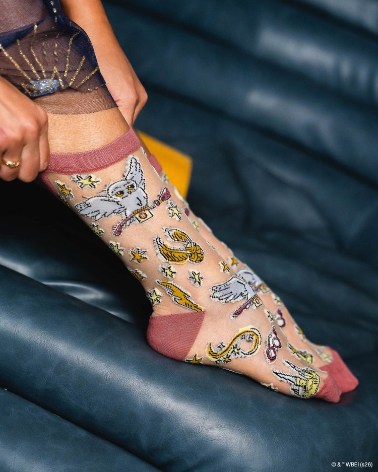 Sock Candy Harry Potter Back to Hogwarts Sheer Crew Sock Sheer Socks Fashion Socks Harry Potter Socks Hogwarts Socks Movie Socks
