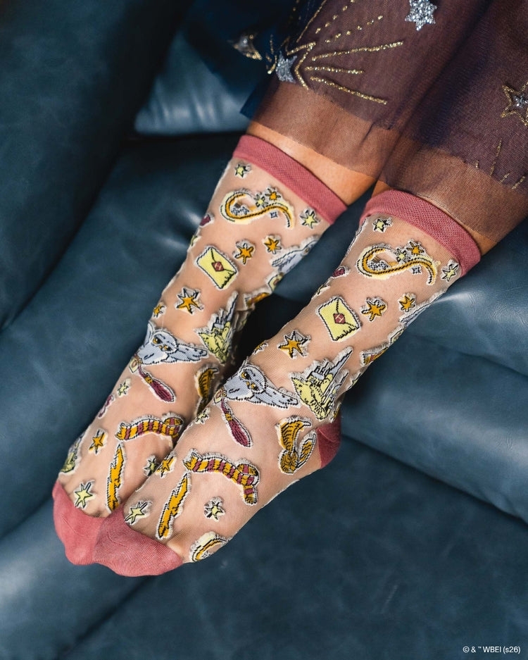Sock Candy Harry Potter Back to Hogwarts Sheer Crew Sock Sheer Socks Fashion Socks Harry Potter Socks Hogwarts Socks Movie Socks