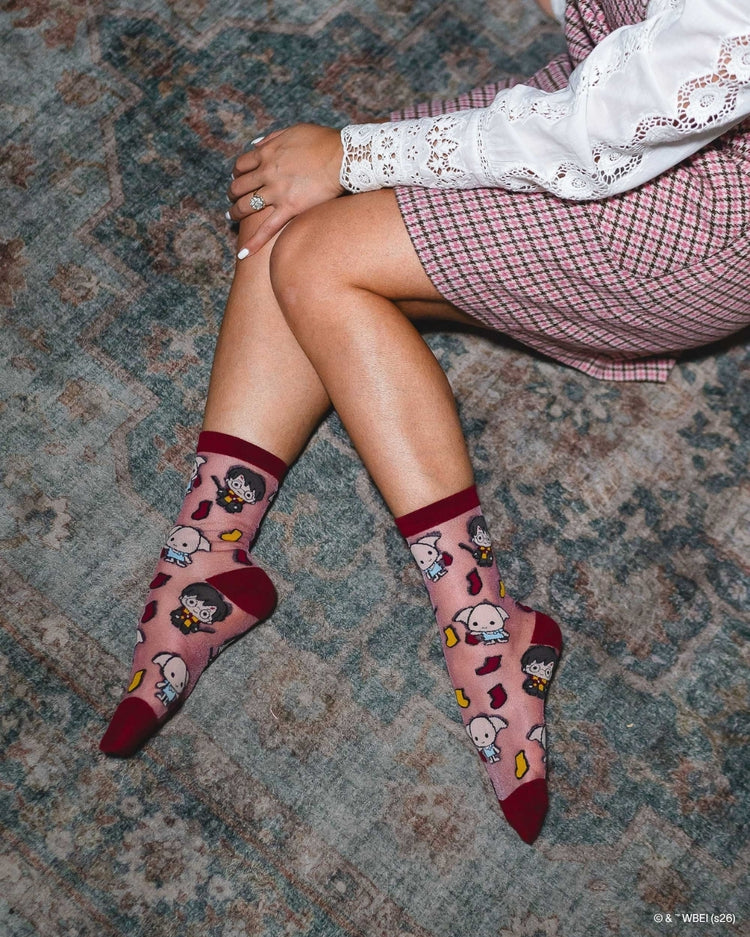 Sock Candy Harry Potter Dobby is Free Shimmer Sheer Crew Sock Sheer Socks Fashion Socks Harry Potter Socks Dobby Socks Movie Socks 