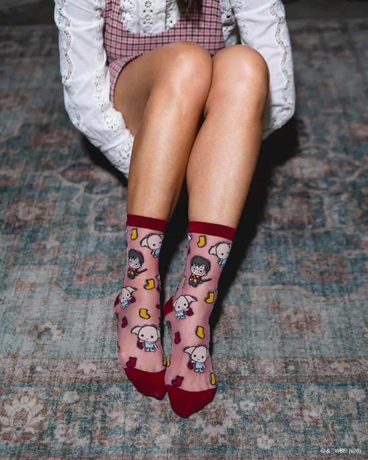 Sock Candy Harry Potter Dobby is Free Shimmer Sheer Crew Sock Sheer Socks Fashion Socks Harry Potter Socks Dobby Socks Movie Socks 