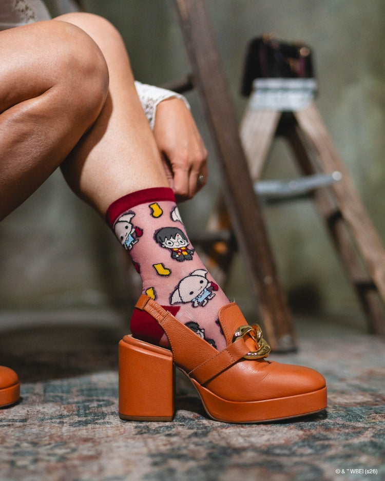 Sock Candy Harry Potter Dobby is Free Shimmer Sheer Crew Sock Sheer Socks Fashion Socks Harry Potter Socks Dobby Socks Movie Socks socks with heels