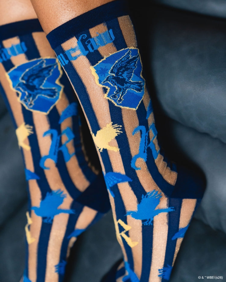 Sock Candy Harry Potter Ravenclaw Shimmer Sheer Mid High Sock Sheer Socks Fashion Socks Harry Potter Socks Ravenclaw Socks Movie Socks
