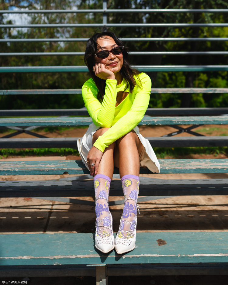Lola Bunny Shimmer Sheer Crew Sock Fashion Socks Sheer Socks Cute Socks Lola Bunny Socks Looney Tunes Socks Basketball Socks Socks with heels