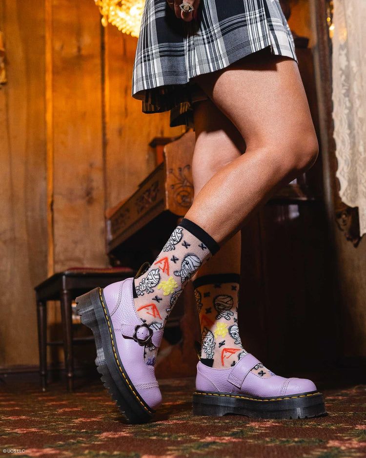 Sock Candy The Mummy Shimmer Sheer Crew Sock Sheer Socks Fashion Socks Cute Socks Halloween Socks The Mummy Socks Spooky Socks Halloween Fashion Monster Socks
