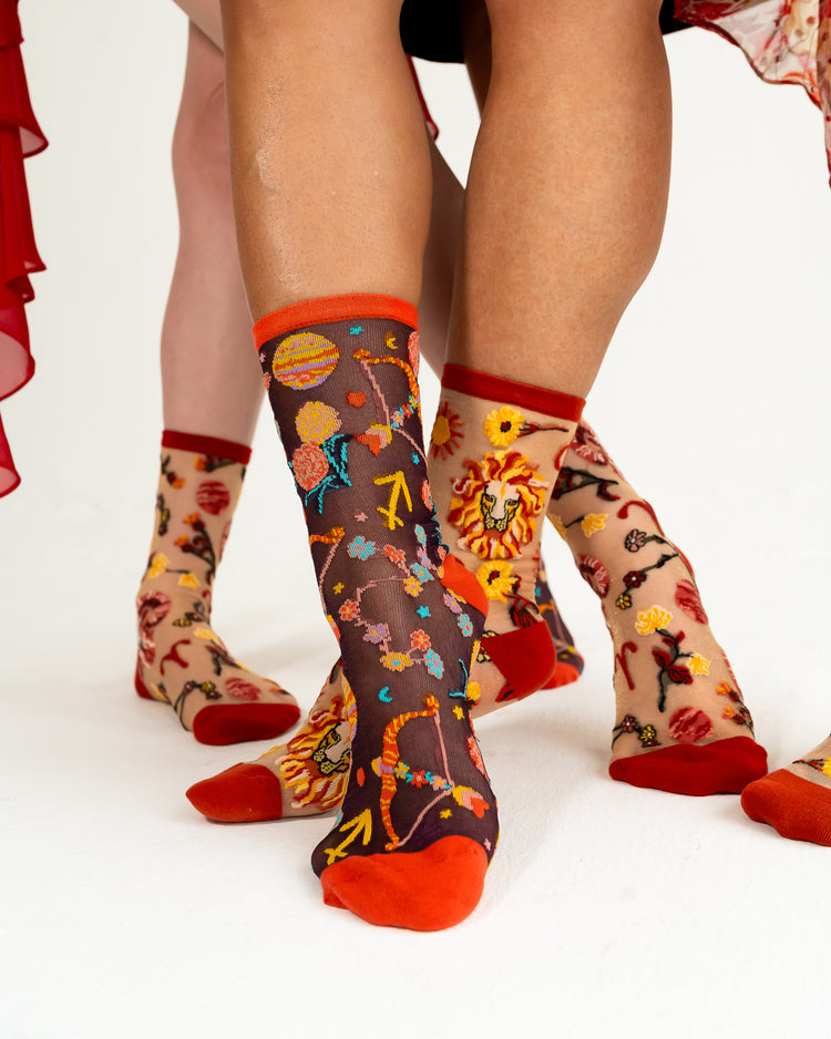 Sock Candy Zodiac Fire Signs Sheer Socks Bundle Sheer Socks Fashion Socks Zodiac Socks